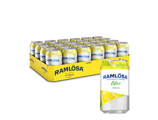 Ramlösa Citrus m/brus, Dåse, slim (24x33cl +pant)