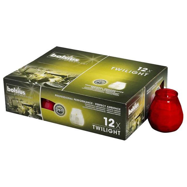 Lysbowle, Rød, 70 brændetimer (12stk/kasse)