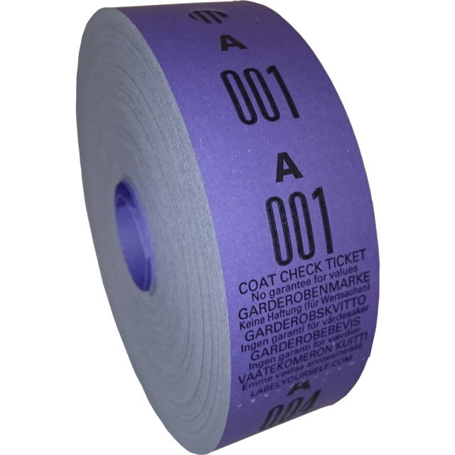 Garderobebilletter 2-delt, 1-500 (1rl)